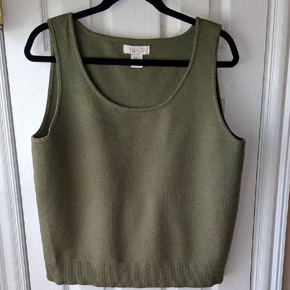 Rachel Zoe Olive Sleeveless Sweater Knit Scoop Neck Tank Top